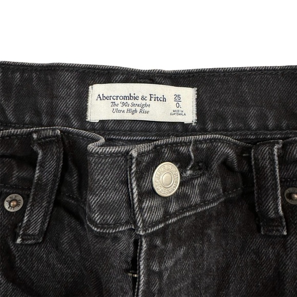 Abercrombie & Fitch 90s High Rise Straight Jeans, Black Washed - Picture 4 of 4